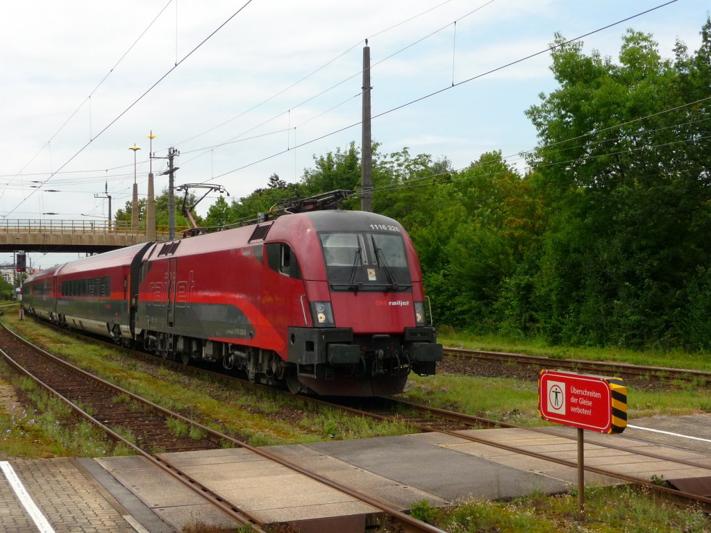 1116 226 f�hrt am 11.07.2012 in Bregenz ein. Sie wird mit einem RailJet nach Wien fahren.