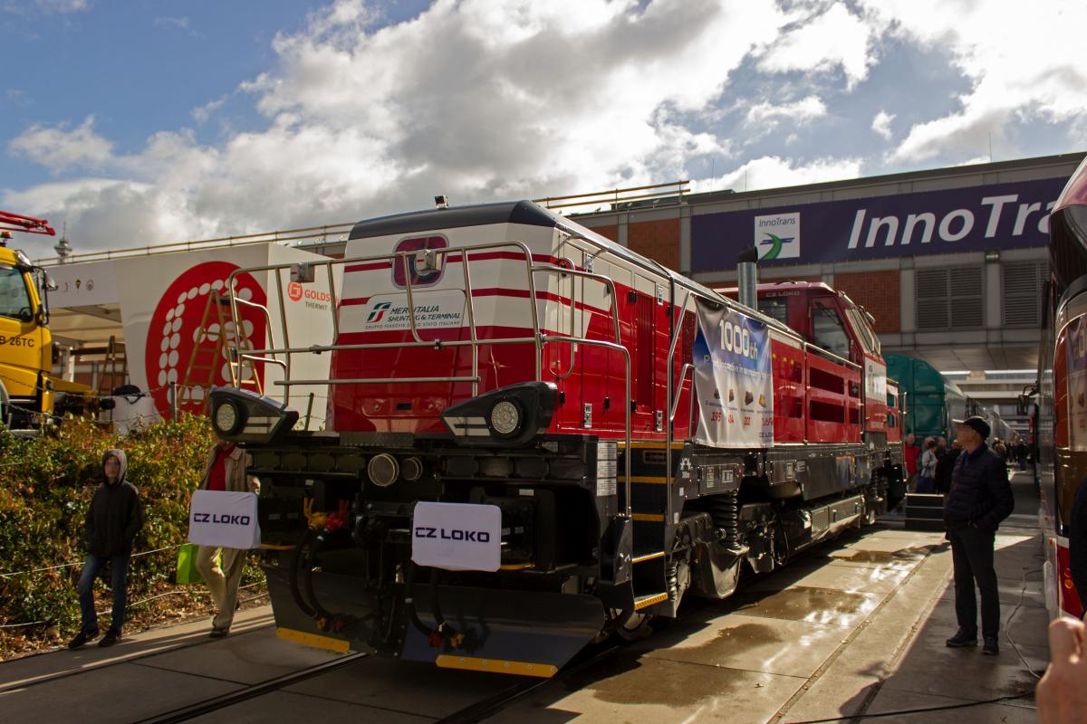 Die G�tersparte der Italienischen Staatsbahn, Mercitalia, hat beim tschechischen Hersteller CZ Loko Lokomotiven der Bauart EffiShunter 1000 bestellt. Eine von ihnen besuchte die Innotrans 2018.