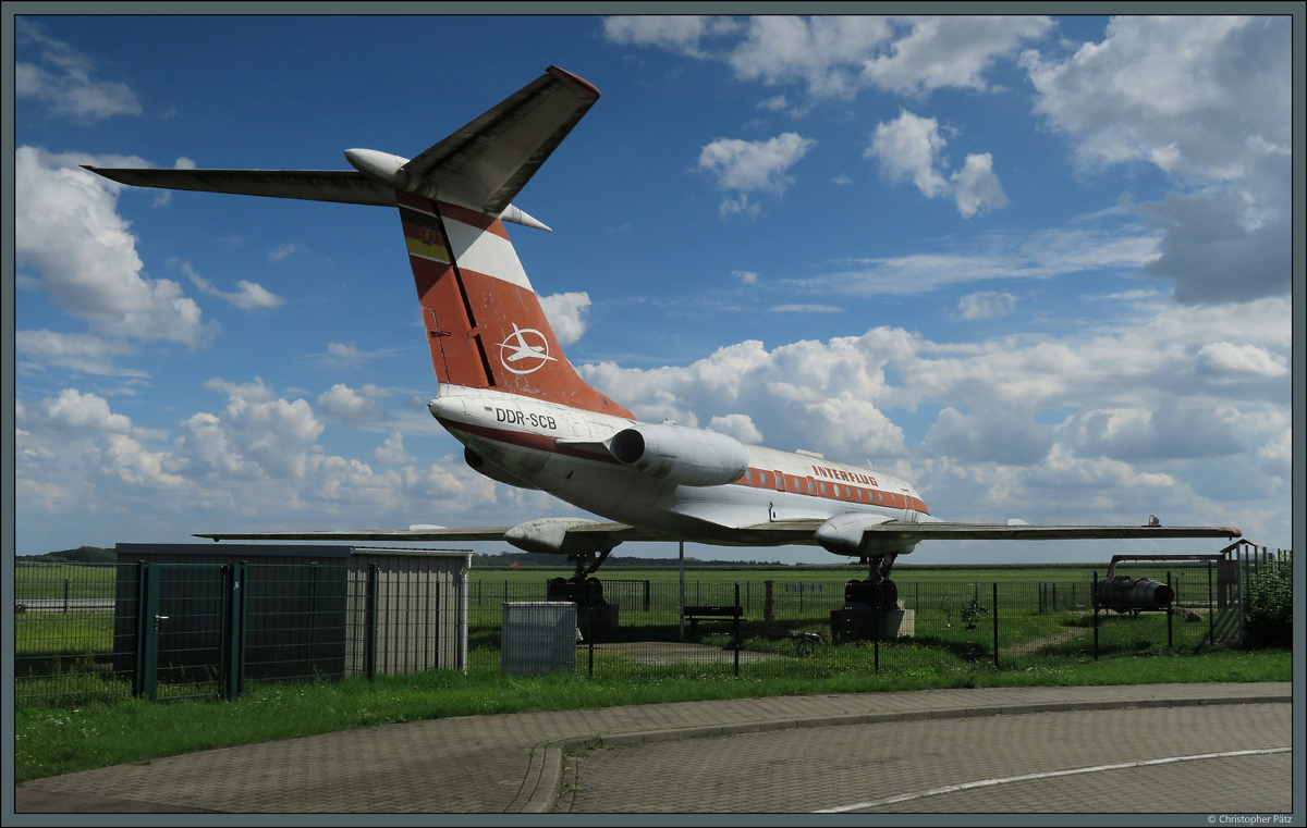 Die Tu-134 DDR-SCB war von 1968 bis 1985 für die Interflug im Einsatz. Seit 2004 steht sie am Flugplatz Magdeburg. (28.07.2017)