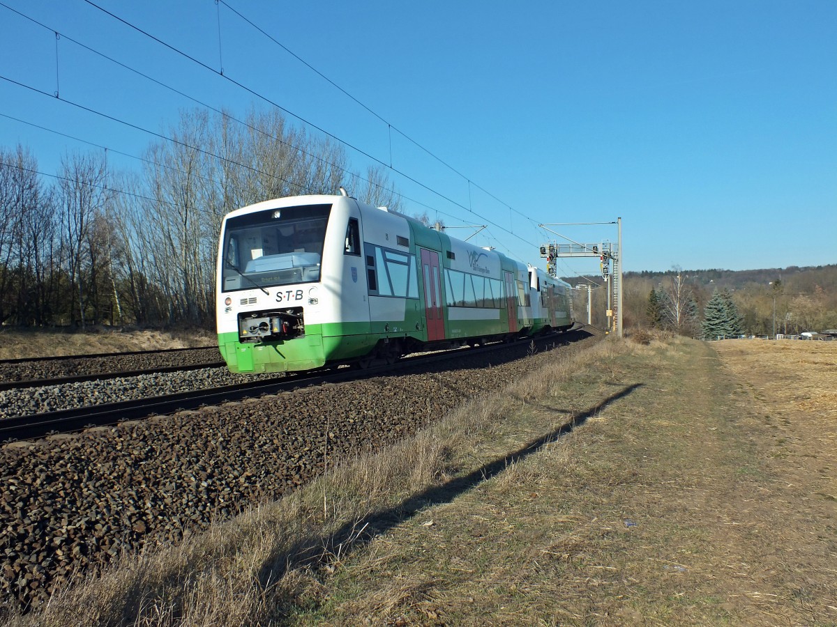 VT 113 und 127 der S�dth�ringenbahn am 12.3.14 bei Erfurt-Bischleben.