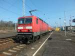 143 829 verl�sst am 11.3.14 mit einer Regionalbahn nach Halle (Saale) Sangerhausen.
