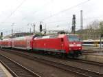 146 010 stellt am 03.05.2012 ihren Regionalexpress im D�sseldorfer Hauptabhnhof bereit.