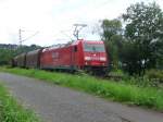 185 262 ist am 19.08.2010 auf der rechten Rheinstrecke nordw�rts unterwegs.