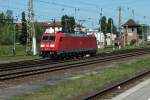 185 363 r�ckt am 30.5.14 aus der Abstellung des Bahnhofes Frankfurt (Oder) in Richtung GBF Oderbr�cke aus.