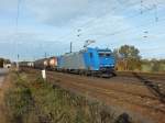 185 520 ist hier am in Saarmund zu sehen. Unterwegs ist die Lok wahrscheinlich f�r CFL Cargo.