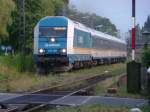 223 066 verl�sst mit einem ALEX nach M�nchen den Bodenseedamm in Lindau.