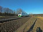 Die VT 002 und 003 der EB streben am 12.3.14 bei Erfurt-Bischleben westw�rts.