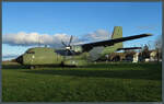Die Transall C-160 50+07 der Luftwaffe landete 2012 in Ballenstedt. Am 04.02.2023 sonnt sie sich im Abendlicht.