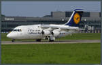Die BAe RJ85 D-AVRL der Lufthansa CityLine ist am 02.05.2009 in Hannover gelandet.