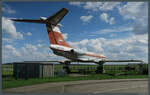 Die Tu-134 DDR-SCB war von 1968 bis 1985 für die Interflug im Einsatz. Seit 2004 steht sie am Flugplatz Magdeburg. (28.07.2017)